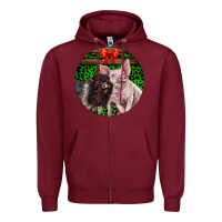 Burgundy christmas pig Zipper Hoodie - LillyAllenDesigns