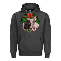 Charcoal Heather christmas pig Zipper Hoodie - LillyAllenDesigns