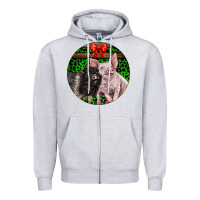 Heather Grey christmas pig Zipper Hoodie - LillyAllenDesigns