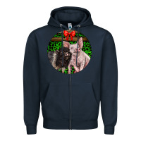 Navy christmas pig Zipper Hoodie - LillyAllenDesigns
