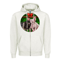 Oatmeal Heather christmas pig Zipper Hoodie - LillyAllenDesigns