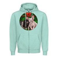 Seafoam christmas pig Zipper Hoodie - LillyAllenDesigns