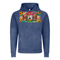 Vintage Denim soccer mom with ball and sunflower and serape licanse plate Vintage Hoodie - Artiststas