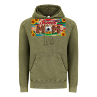 Vintage Olive soccer mom with ball and sunflower and serape licanse plate Vintage Hoodie - Artiststas
