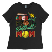 Black loud and proud softball mom Ladies Tee - Zillion Design Studio