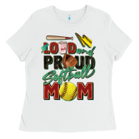 White loud and proud softball mom Ladies Tee - Zillion Design Studio