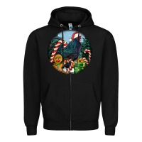 Black jersey giant rooster christmas Zipper Hoodie - LillyAllenDesigns