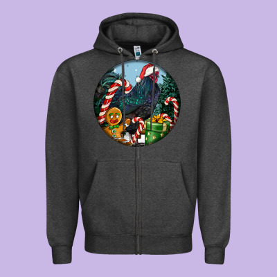Jersey Giant Rooster Christmas Zipper Hoodie Designed By Lillyallendesigns