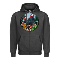 Charcoal Heather jersey giant rooster christmas Zipper Hoodie - LillyAllenDesigns
