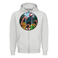 Dove Grey jersey giant rooster christmas Zipper Hoodie - LillyAllenDesigns