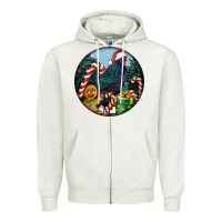 Oatmeal Heather jersey giant rooster christmas Zipper Hoodie - LillyAllenDesigns