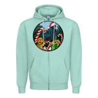 Seafoam jersey giant rooster christmas Zipper Hoodie - LillyAllenDesigns