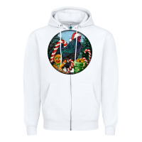 White jersey giant rooster christmas Zipper Hoodie - LillyAllenDesigns