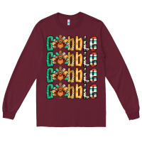 Burgundy Gobble till you wobble Thanksgiving turkey Long Sleeve Tee - NancyCooperArtShop