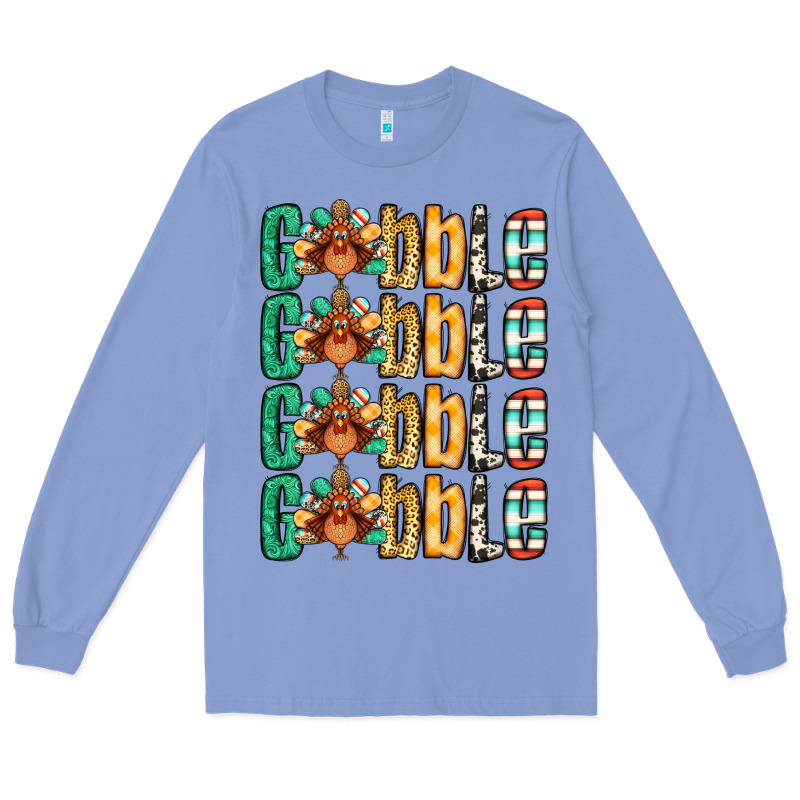 Gobble Till You Wobble Thanksgiving Turkey Long Sleeve Tee by NancyCooperArtShop | Teevron