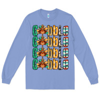 Colony Blue Gobble till you wobble Thanksgiving turkey Long Sleeve Tee - NancyCooperArtShop