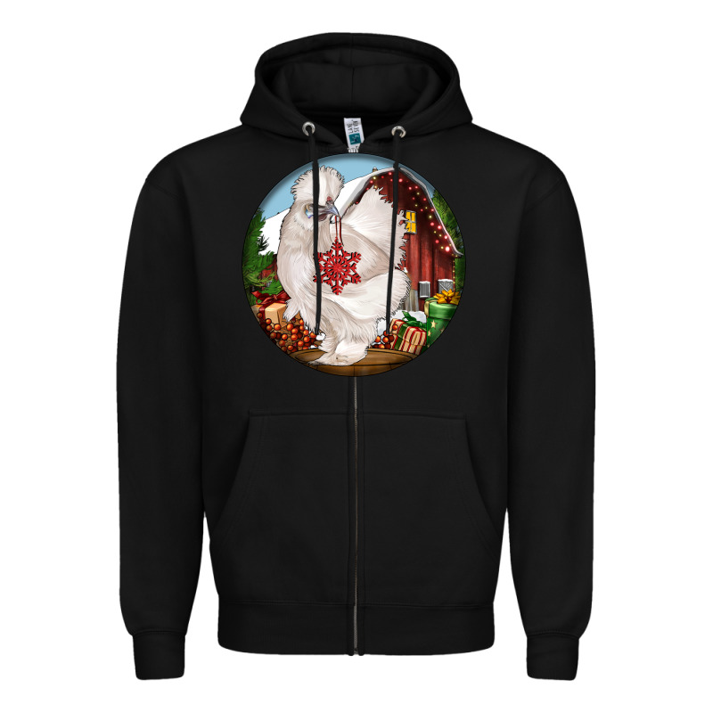 Silkie Chicken Christmas Zipper Hoodie by LillyAllenDesigns | Teevron
