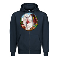 Navy silkie chicken christmas Zipper Hoodie - LillyAllenDesigns