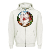 Oatmeal Heather silkie chicken christmas Zipper Hoodie - LillyAllenDesigns