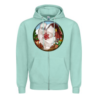 Seafoam silkie chicken christmas Zipper Hoodie - LillyAllenDesigns