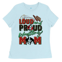 Baby Blue loud and proud wrestling mom Ladies Tee - Zillion Design Studio