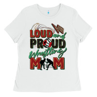 White loud and proud wrestling mom Ladies Tee - Zillion Design Studio