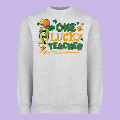 One Lucky Teacher Heavyweight Sweatshirt Designed By Maliassmallbusiness