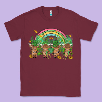 St Patrick's Day Baby Highland Cow Classic Tee Designed By Maliassmallbusiness