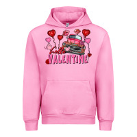 Fuchsia Pink Hello Valentine Valentine's Day truck Urban Hoodie - FaDigitalArtStudio