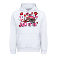 White Hello Valentine Valentine's Day truck Urban Hoodie - FaDigitalArtStudio