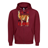 Burgundy christmas llama Zipper Hoodie - LillyAllenDesigns
