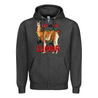 Charcoal Heather christmas llama Zipper Hoodie - LillyAllenDesigns