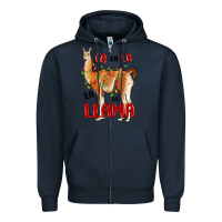 Navy christmas llama Zipper Hoodie - LillyAllenDesigns