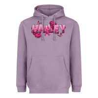 Lavender Personalized Pink Cancer Themed Name Heavyweight Hoodie - NancyCooperArtShop