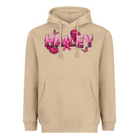 Mushroom Personalized Pink Cancer Themed Name Heavyweight Hoodie - NancyCooperArtShop