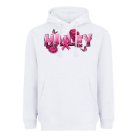 White Personalized Pink Cancer Themed Name Heavyweight Hoodie - NancyCooperArtShop