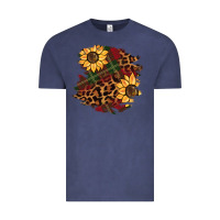 Vintage Denim Christmas leopard sunflower Vintage Tee - BarkalooDesign