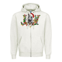 Oatmeal Heather Russian Blue Cat Joy Zipper Hoodie - LillyAllenDesigns