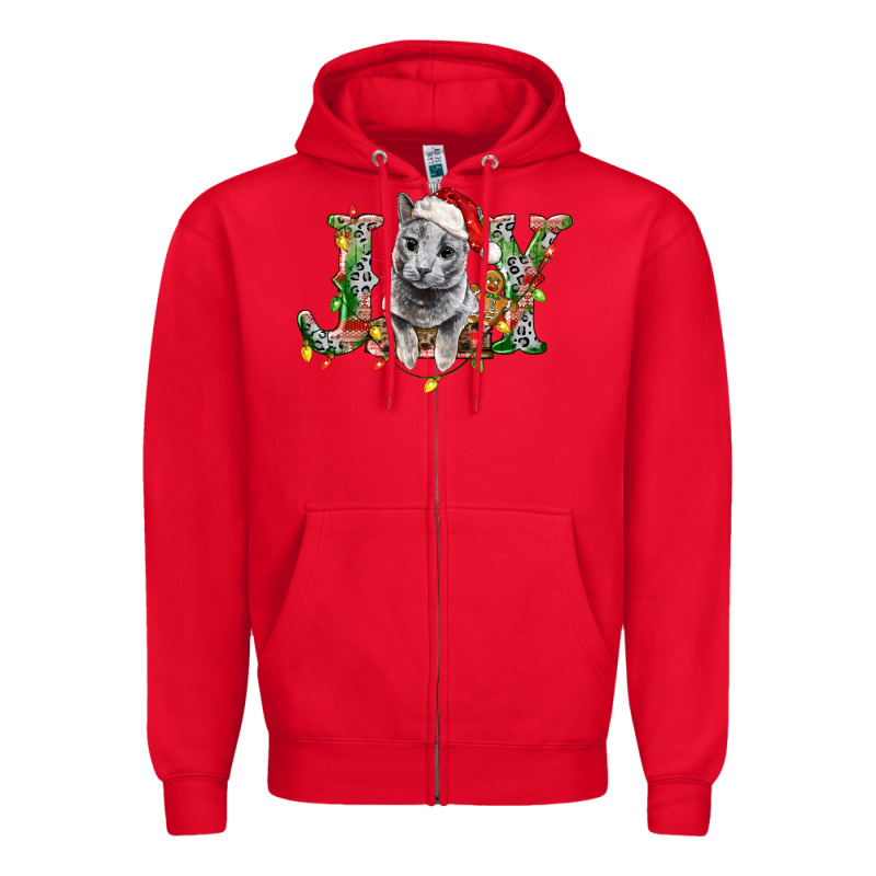 Russian Blue Cat Joy Zipper Hoodie by LillyAllenDesigns | Teevron