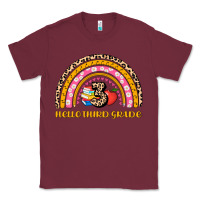 Burgundy back to school rainbow hello third grade Classic Tee - AdoDesignShop
