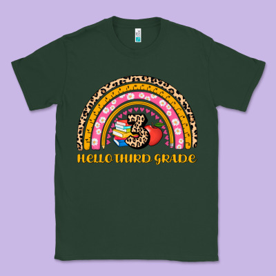 Back To School Rainbow Hello Third Grade Classic Tee Designed By Adodesignshop