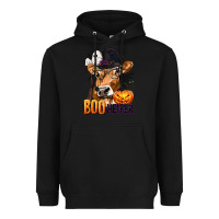 Black Boo Heifer Cow with Halloween Heavyweight Hoodie - texasbilliewilder