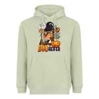 Matcha Boo Heifer Cow with Halloween Heavyweight Hoodie - texasbilliewilder