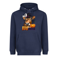Navy Boo Heifer Cow with Halloween Heavyweight Hoodie - texasbilliewilder