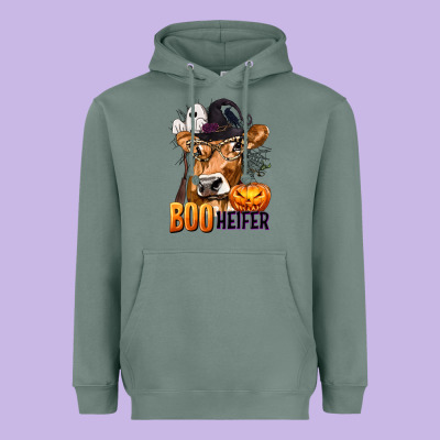 Boo Heifer Cow With Halloween Heavyweight Hoodie Designed By Texasbilliewilder