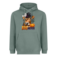 Sage Boo Heifer Cow with Halloween Heavyweight Hoodie - texasbilliewilder