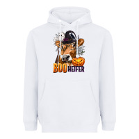 White Boo Heifer Cow with Halloween Heavyweight Hoodie - texasbilliewilder
