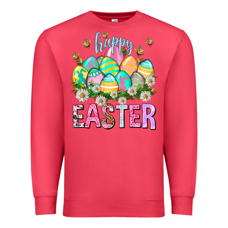 Happy Easter With Eggs Premium Sweatshirt by NancyCooperArtShop | Teevron
