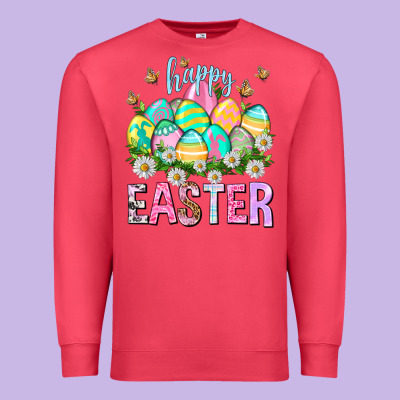 Happy Easter With Eggs Premium Sweatshirt Designed By Nancycooperartshop