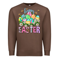 Chestnut Happy Easter with eggs Premium Sweatshirt - NancyCooperArtShop